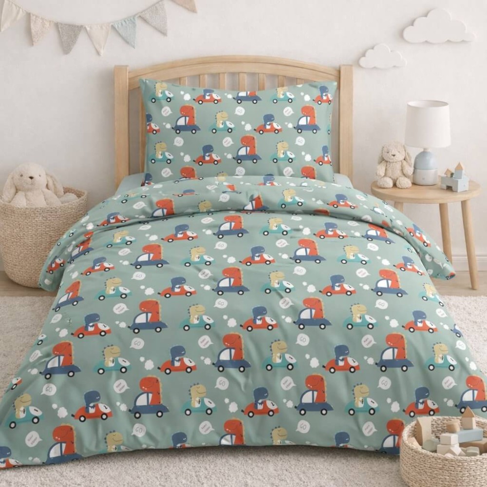 Σετ 2 Παιδικά Σεντόνια Μονά με 1 Μαξιλαροθήκη - Astron Italy Dino Formula