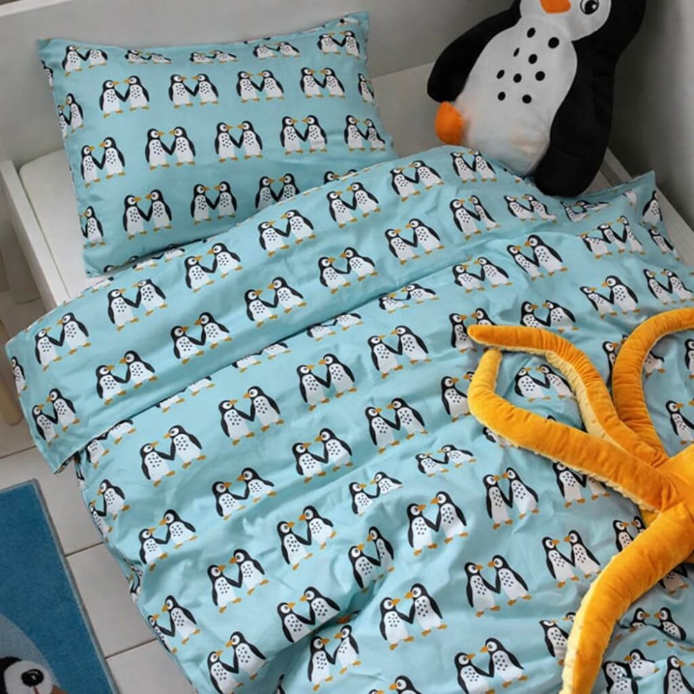 Σετ 2 Παιδικά Σεντόνια Μονά με 1 Μαξιλαροθήκη - Astron Italy Penguins