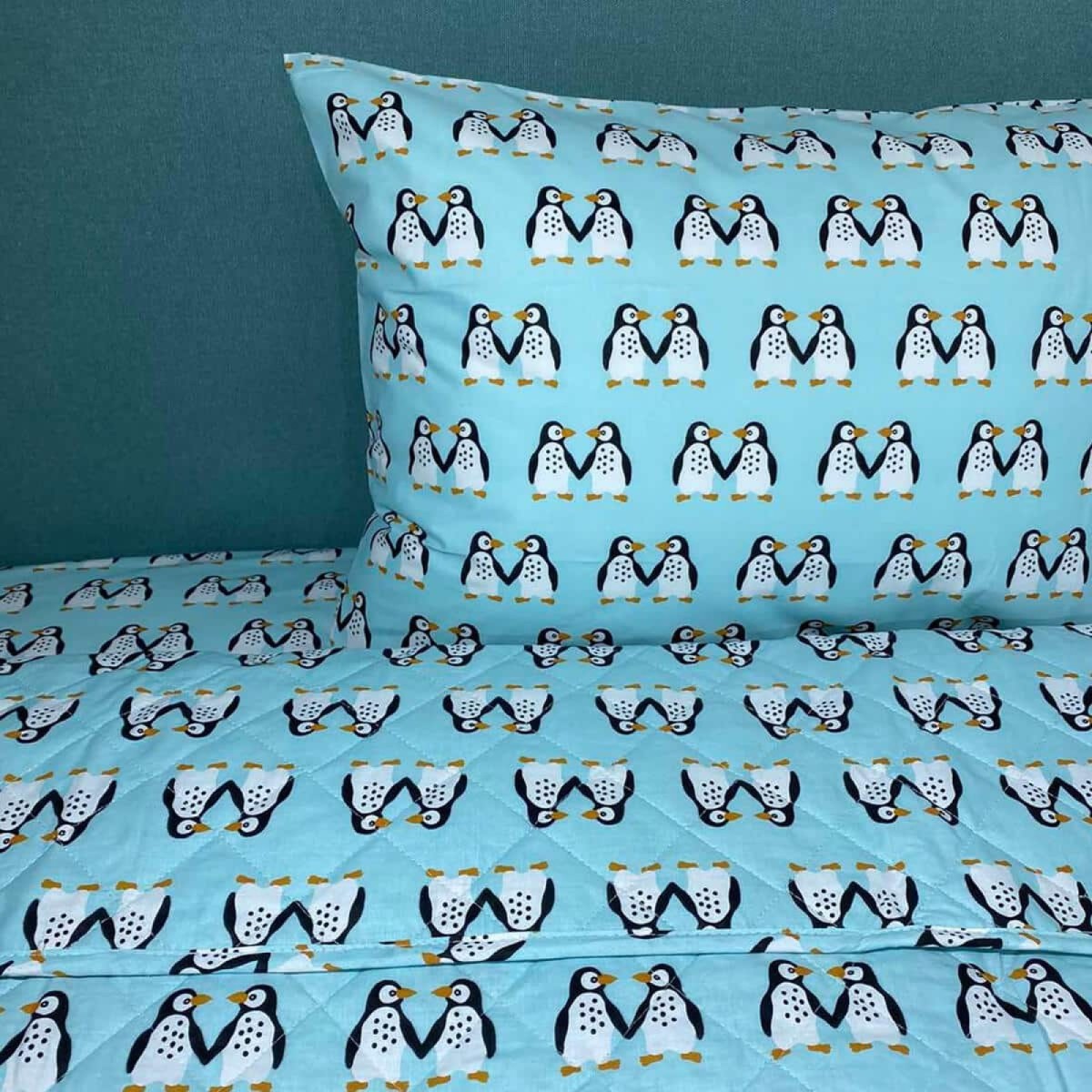 Σετ 2 Παιδικά Σεντόνια Μονά με 1 Μαξιλαροθήκη - Astron Italy Penguins