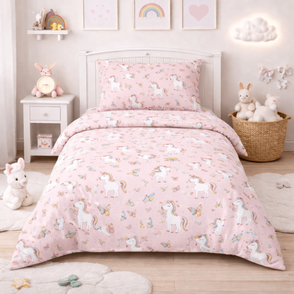 Σετ 2 Παιδικά Σεντόνια Μονά με 1 Μαξιλαροθήκη - Astron Italy Fairy Unicorn