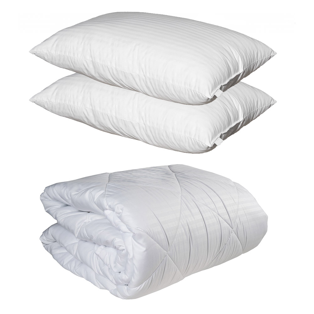 Σετ Ξενοδοχείου Astron Italy – Πάπλωμα 260γρ. Υπέρδιπλο King Size (240x260) & 2 Μαξιλάρια Ύπνου (50x70) Ριγέ 100% Microfiber