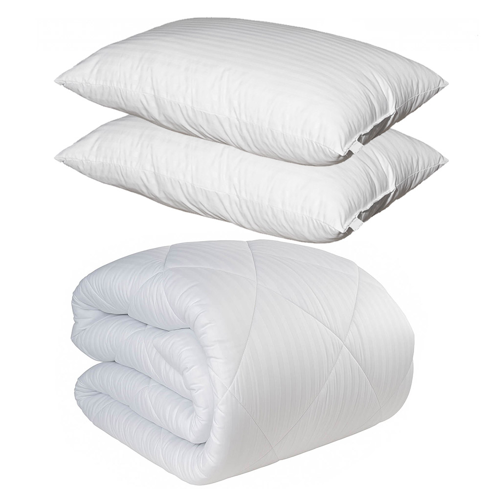 Σετ Ξενοδοχείου Astron Italy – Πάπλωμα 350γρ. Υπέρδιπλο (220x240) & 2 Μαξιλάρια Ύπνου (50x70) Ριγέ 100% Microfiber