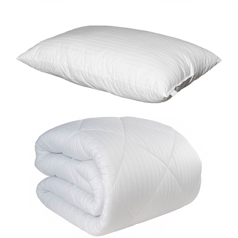 Σετ Ξενοδοχείου Astron Italy – Πάπλωμα 350γρ. Μονό (160x240) & Μαξιλάρι Ύπνου (50x70) Ριγέ 100% Microfiber