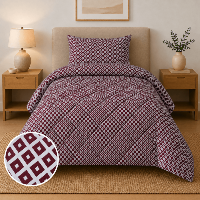 Χειμερινό Πάπλωμα Μονό (160x240) 100% Βαμβακερό - Ariel Red Wine