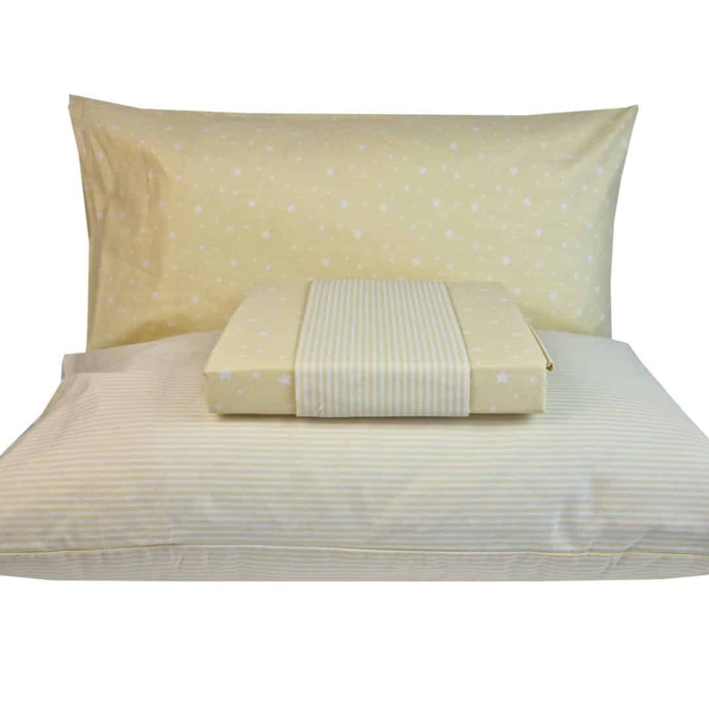 Σετ 2 Σεντόνια Μονά (175x260) με 1 Μαξιλαροθήκη 100% Βαμβάκι Pennie - Astron Italy Paradiso Yellow