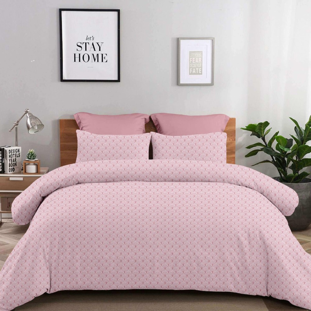 Σετ 2 Σεντόνια Υπέρδιπλα (245x260) με 2 Μαξιλαροθήκες 100% Βαμβάκι - Astron Italy Rafaella Dusty Rose