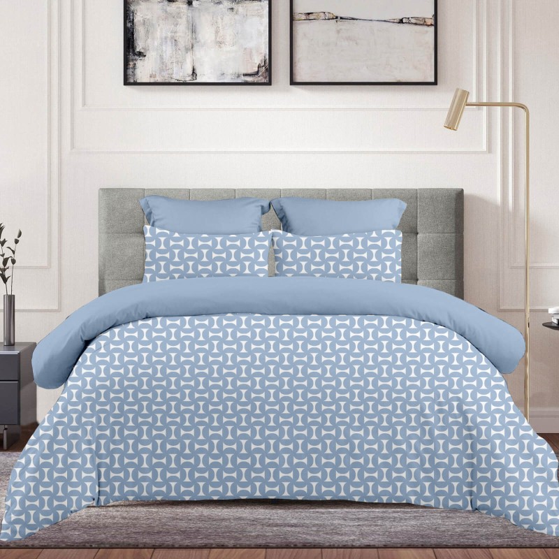Σεντόνι Υπέρδιπλο με Λάστιχο (160x200+30) 100% Cotton Rich – Astron Italy Luna Blue