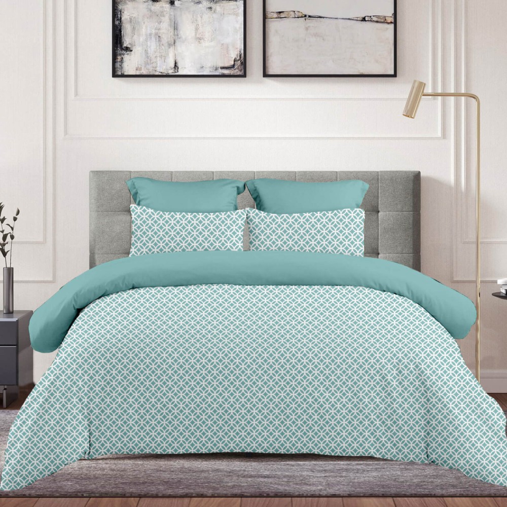 Σεντόνι Υπέρδιπλο με Λάστιχο (160x200+30) 100% Cotton Rich – Astron Italy Sienna Petrol