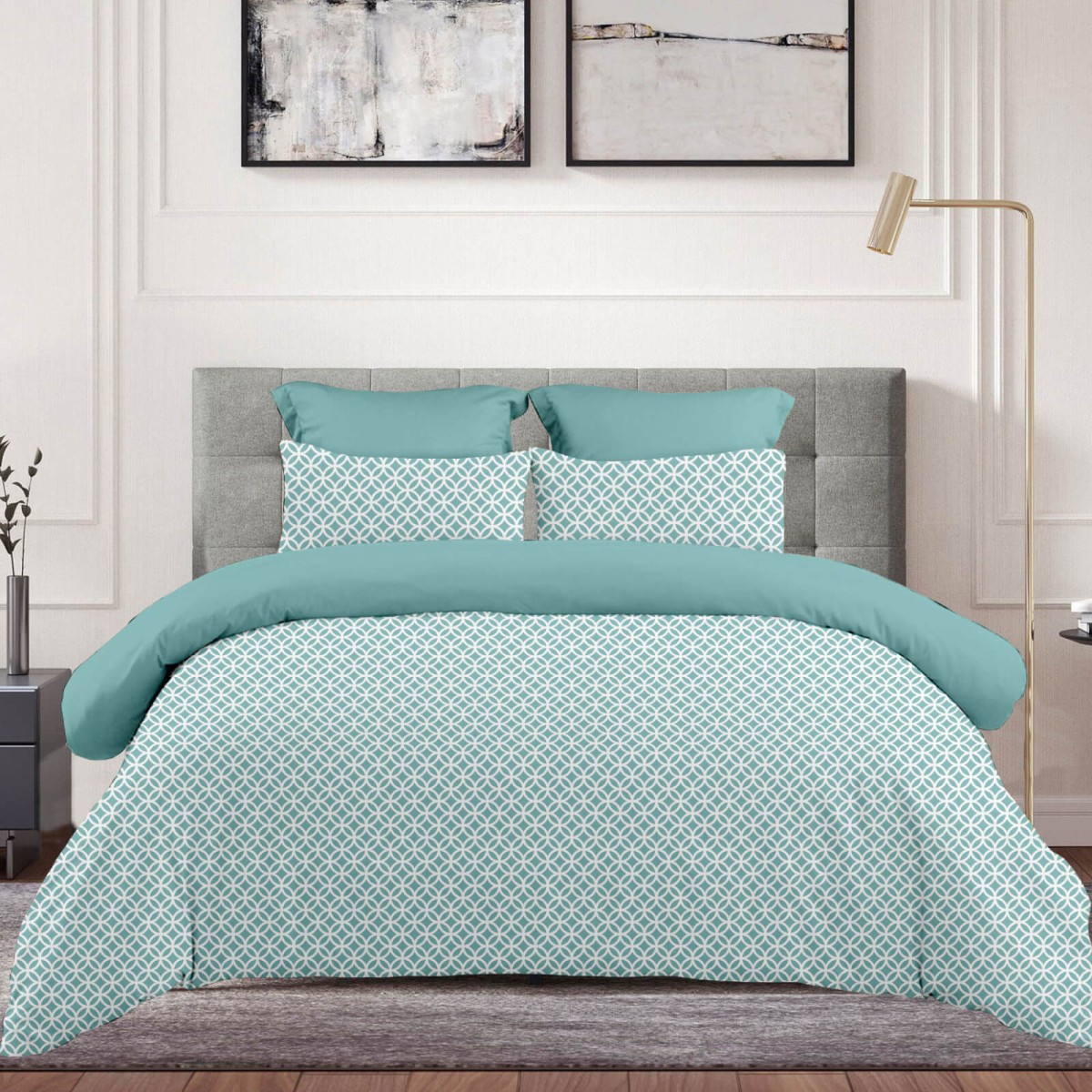 Σεντόνι Υπέρδιπλο με Λάστιχο (160x200+30) 100% Cotton Rich – Astron Italy Sienna Petrol