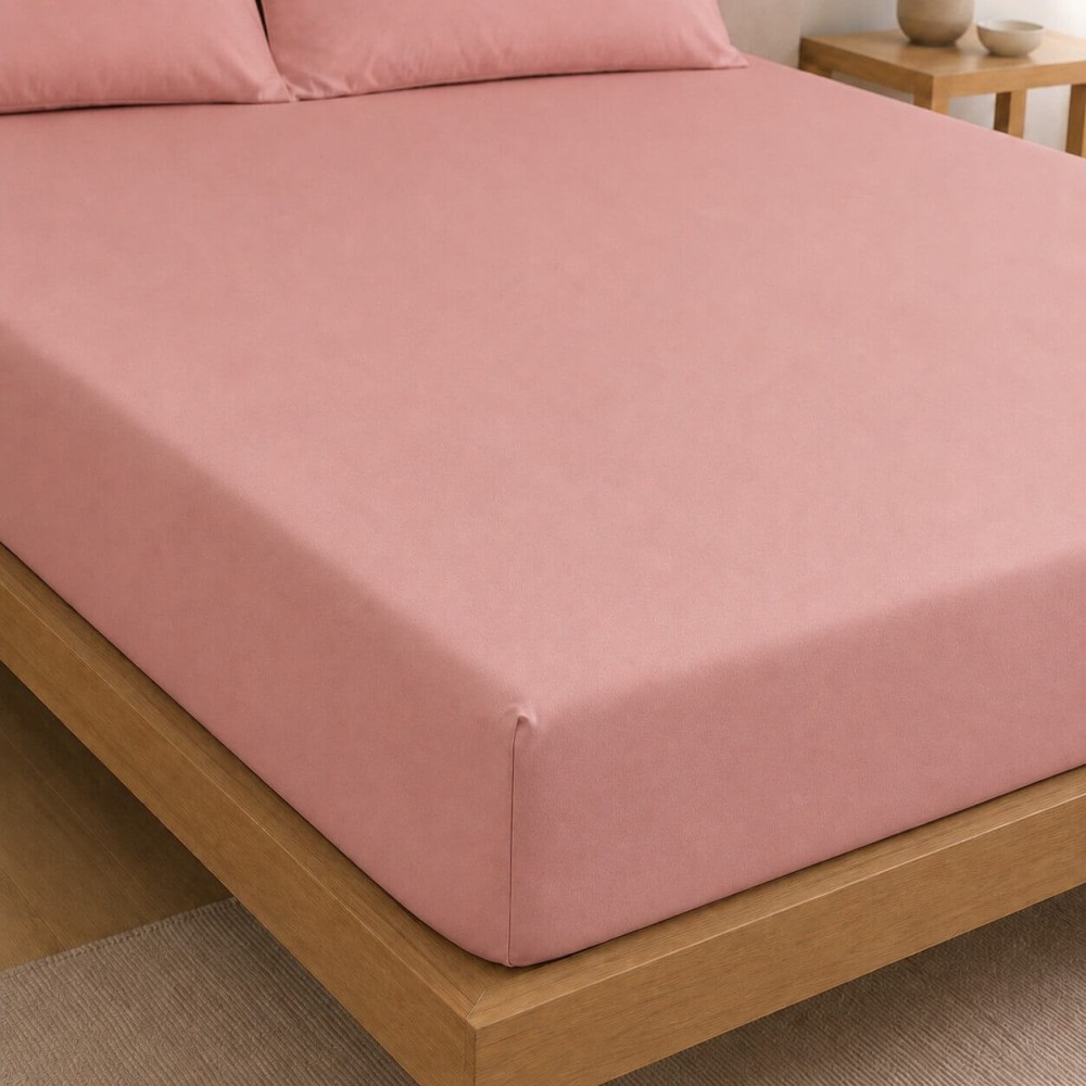Premium Βαμβακερό Dusty Rose Σεντόνι Διπλό με Λάστιχο (160x200+40) – ASTRON 100% Premium Cotton Combed