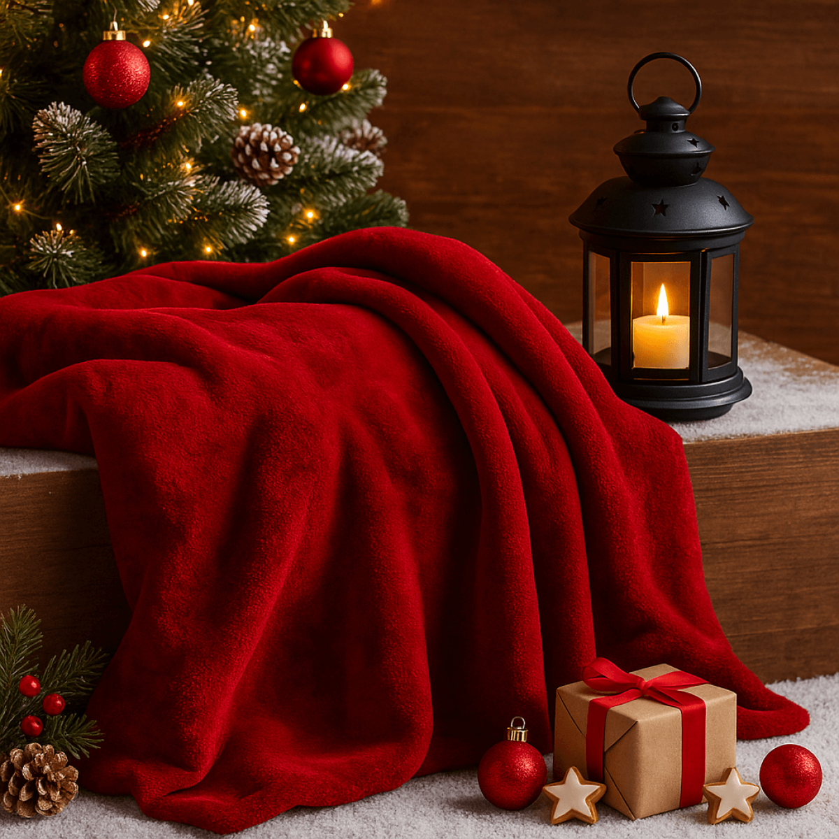 Χριστουγεννιάτικη Κουβέρτα Βελουτέ Υπέρδιπλη (220x240) 625gsm – Astron Italy Redwine