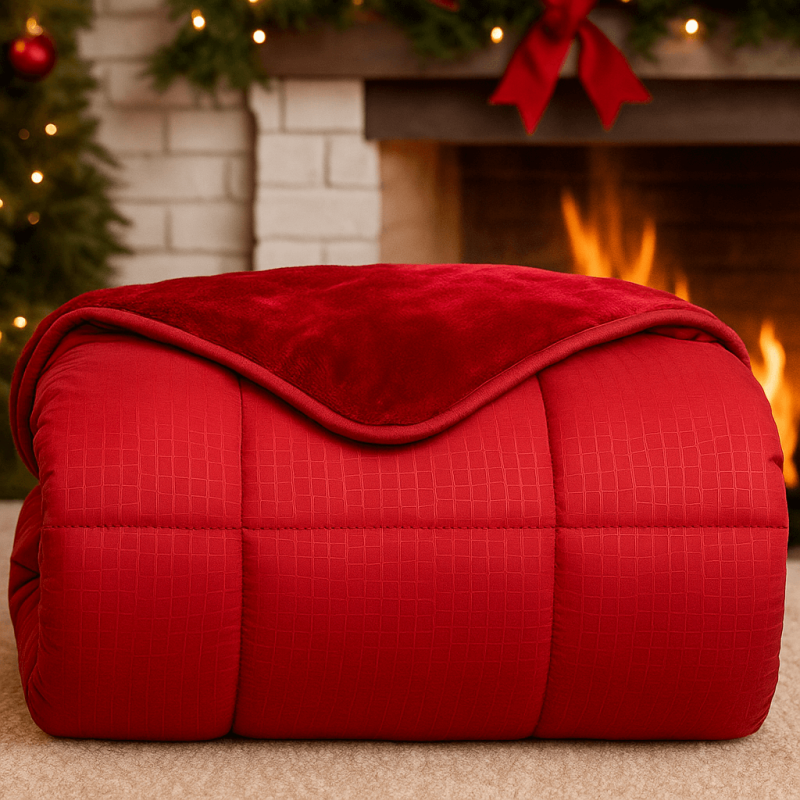 Χριστουγεννιάτικο Κουβερτοπάπλωμα Υπέρδιπλο (220x240) 350γρ. - Astron Italy Redwine