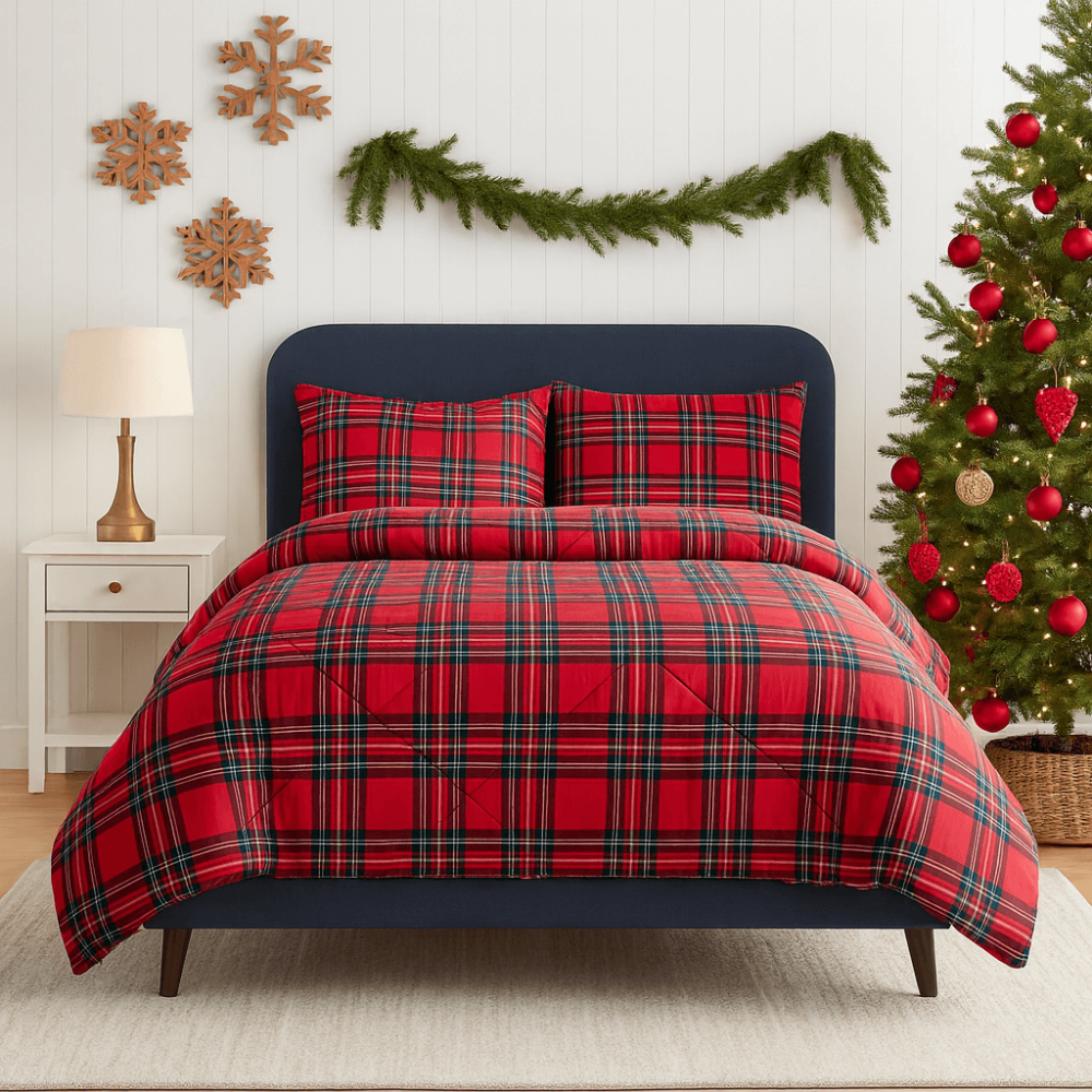 Χριστουγεννιάτικο Σετ 2 Μαξιλαροθήκες (52x72) 100% Βαμβάκι Pennie - Astron Italy Redwine