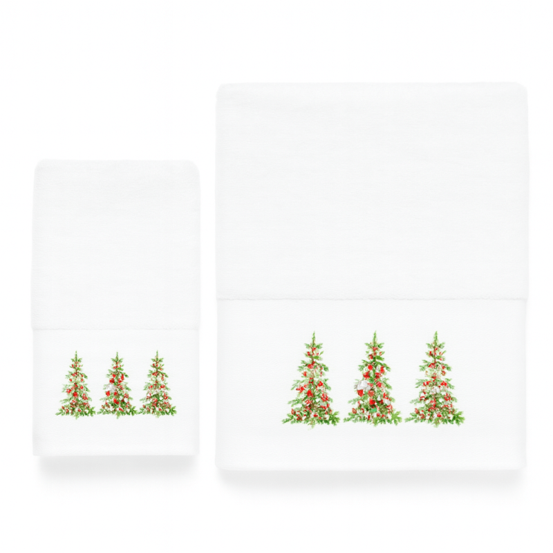 Σετ 2 Χριστουγεννιάτικες Πετσέτες 500gsm 100% Βαμβάκι σε Κουτί Δώρου – Astron Italy Trees