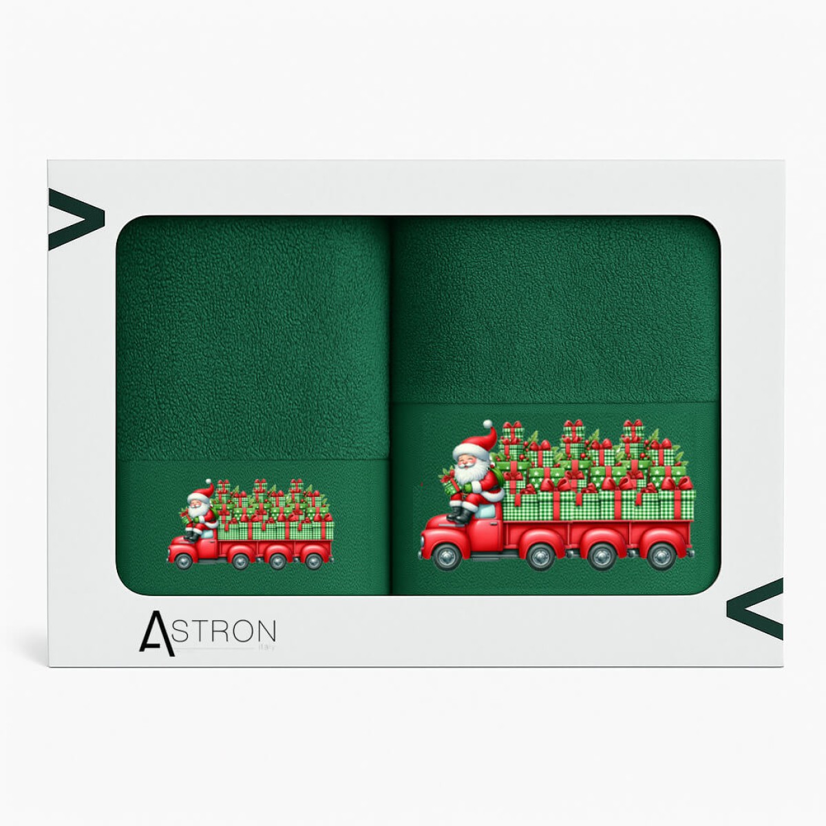 Σετ 2 Χριστουγεννιάτικες Πετσέτες 500gsm 100% Βαμβάκι σε Κουτί Δώρου – Astron Italy Santa Gift