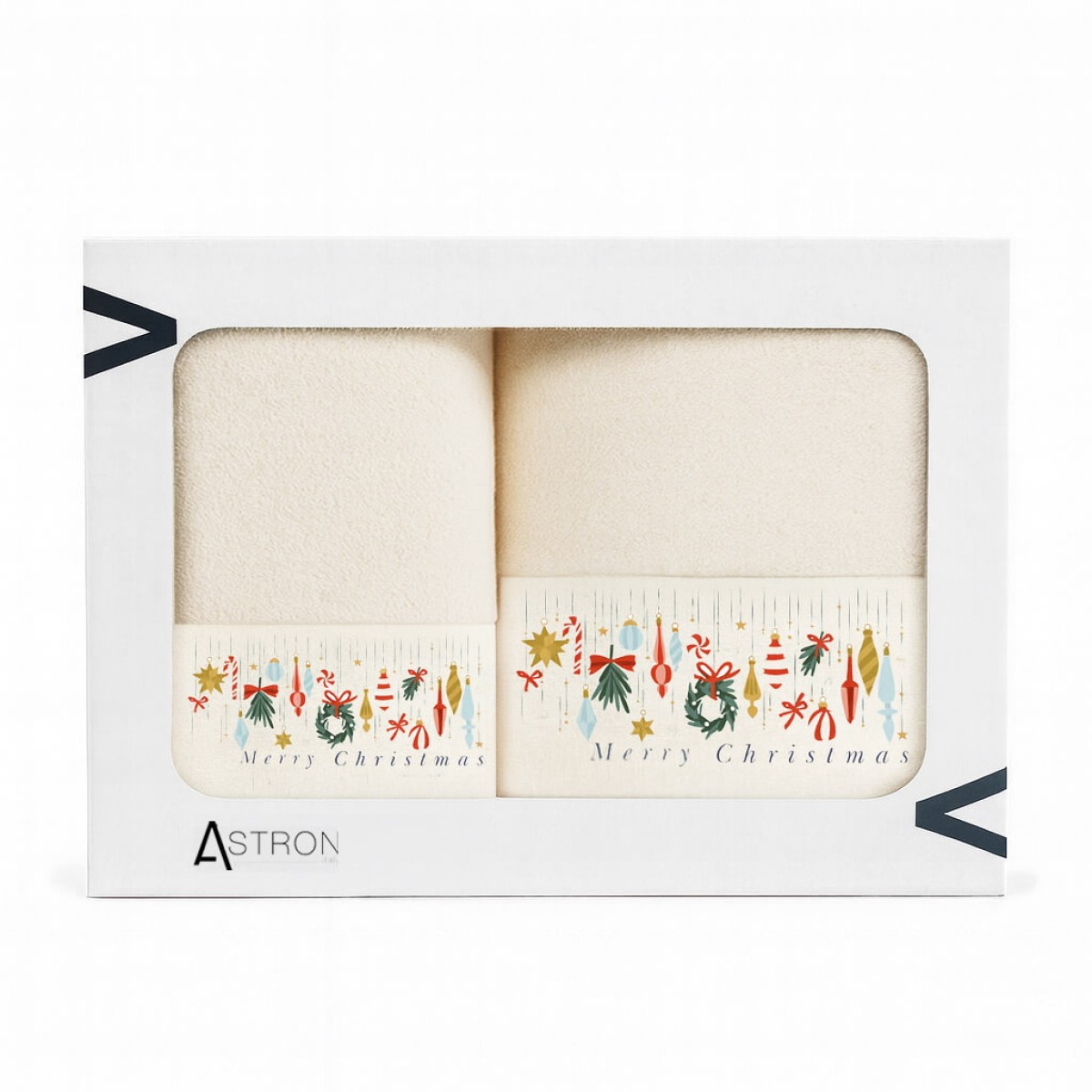 Σετ 2 Χριστουγεννιάτικες Πετσέτες 500gsm 100% Βαμβάκι σε Κουτί Δώρου – Astron Italy Merry Christmas