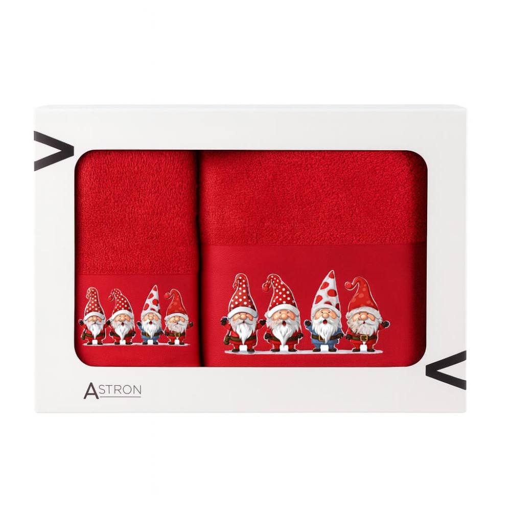 Σετ 2 Χριστουγεννιάτικες Πετσέτες 500gsm 100% Βαμβάκι σε Κουτί Δώρου – Astron Italy Santa Claus
