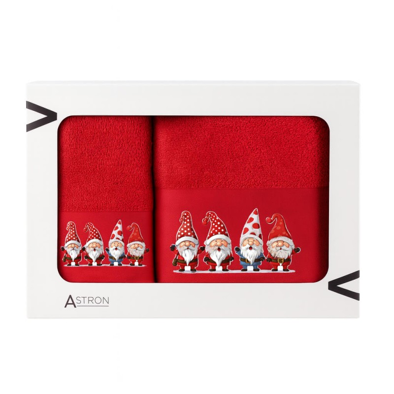 Σετ 2 Χριστουγεννιάτικες Πετσέτες 500gsm 100% Βαμβάκι σε Κουτί Δώρου – Astron Italy Santa Claus