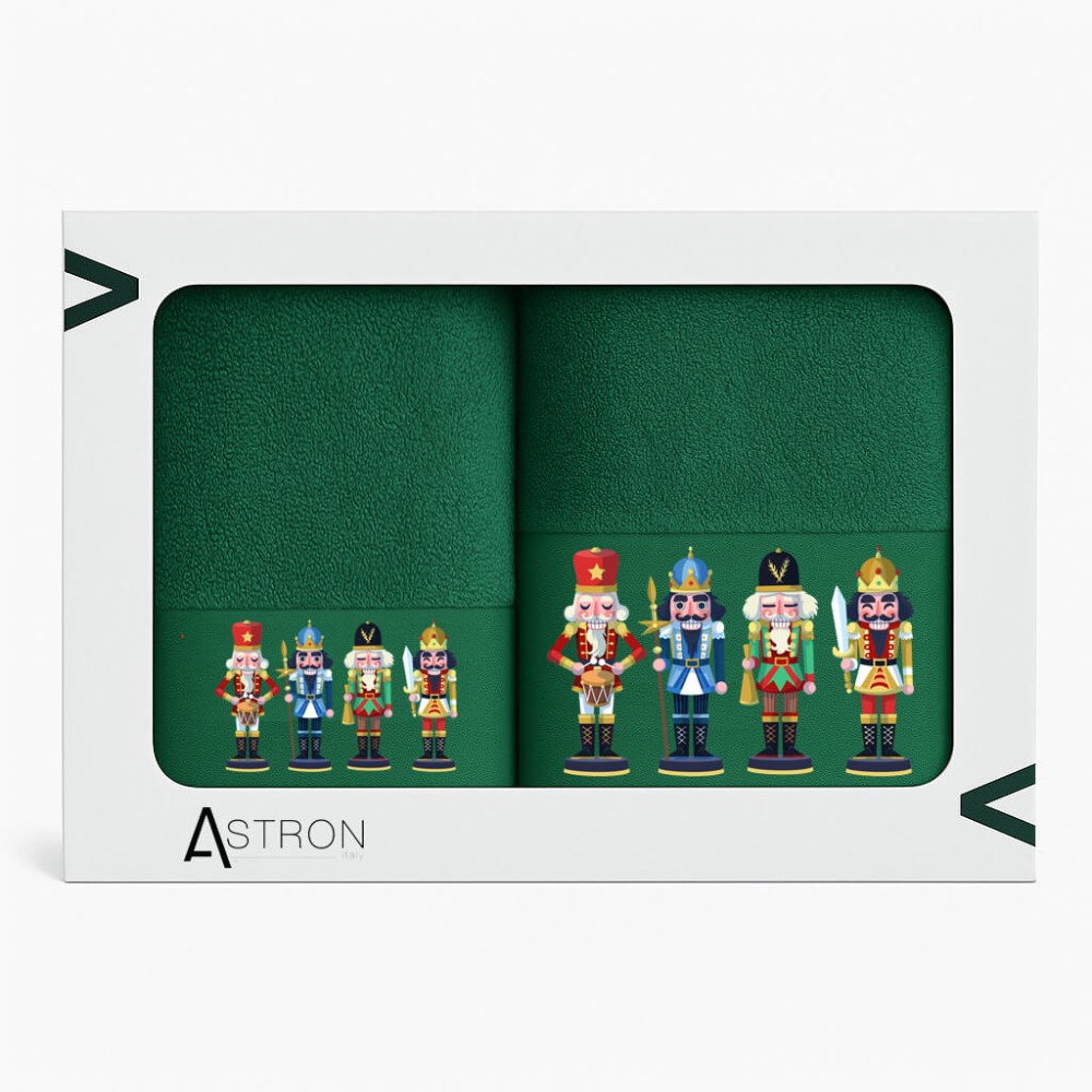 Σετ 2 Χριστουγεννιάτικες Πετσέτες 500gsm 100% Βαμβάκι σε Κουτί Δώρου – Astron Italy Nutcracker