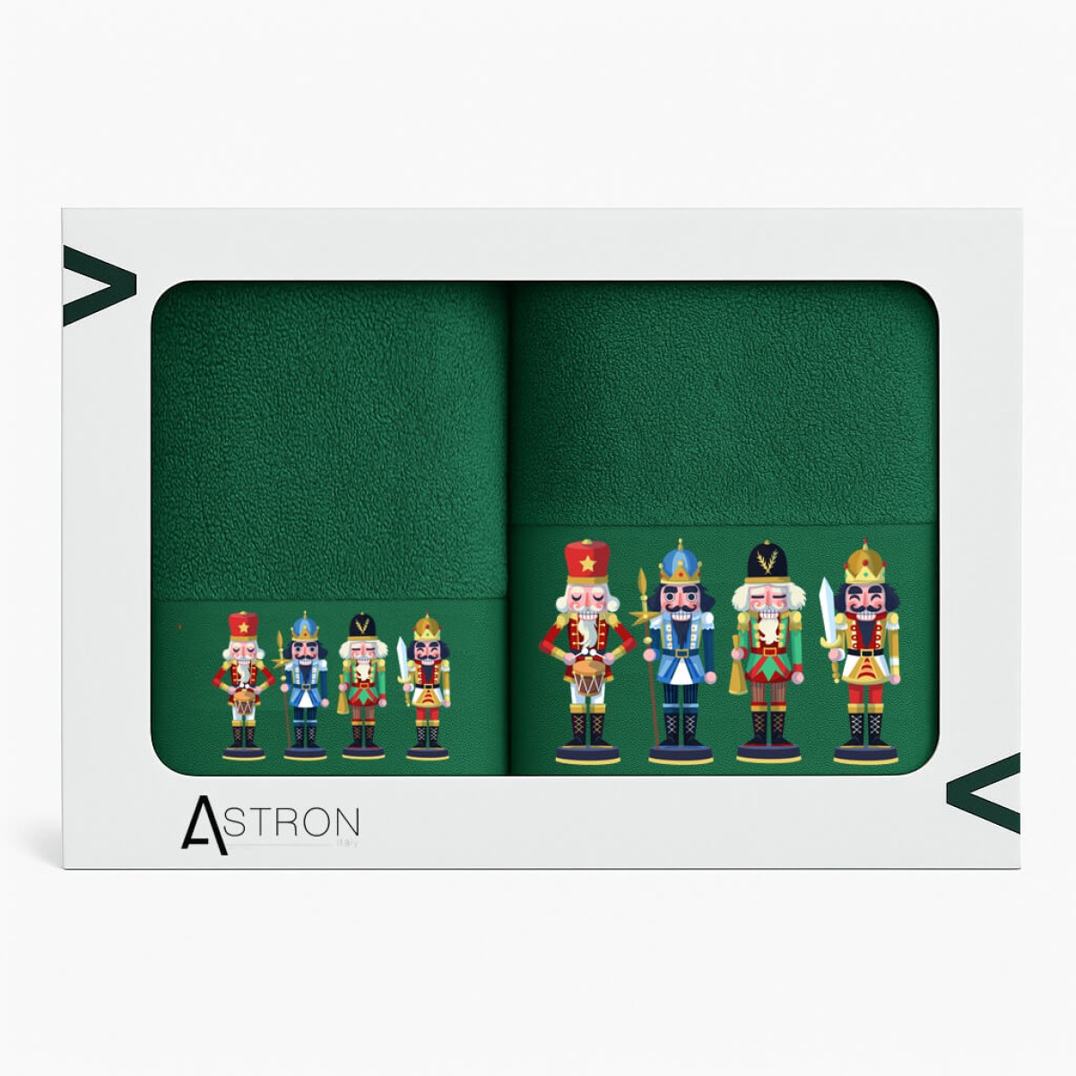 Σετ 2 Χριστουγεννιάτικες Πετσέτες 500gsm 100% Βαμβάκι σε Κουτί Δώρου – Astron Italy Nutcracker