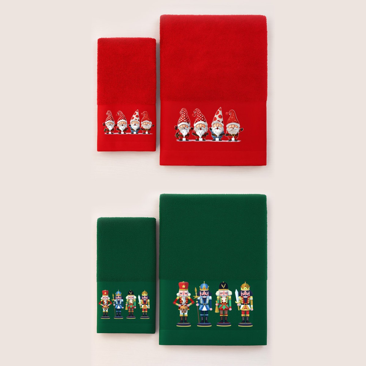 Astron Italy Christmas – Σετ 2 Χριστουγεννιάτικες Πετσέτες 500gsm 100% Βαμβάκι σε Κουτί Δώρου (2 Σετ)