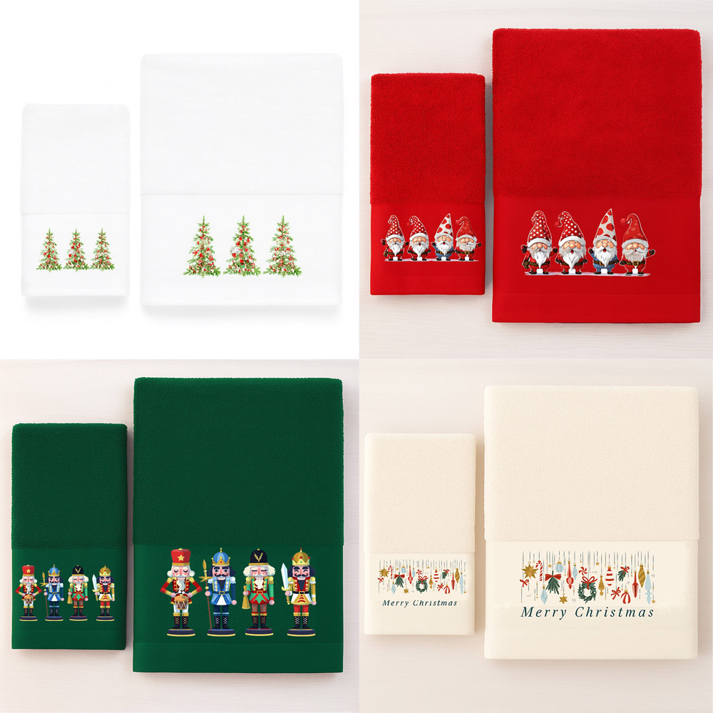 Astron Italy Christmas – Σετ 2 Χριστουγεννιάτικες Πετσέτες 500gsm 100% Βαμβάκι σε Κουτί Δώρου (4 Σετ)
