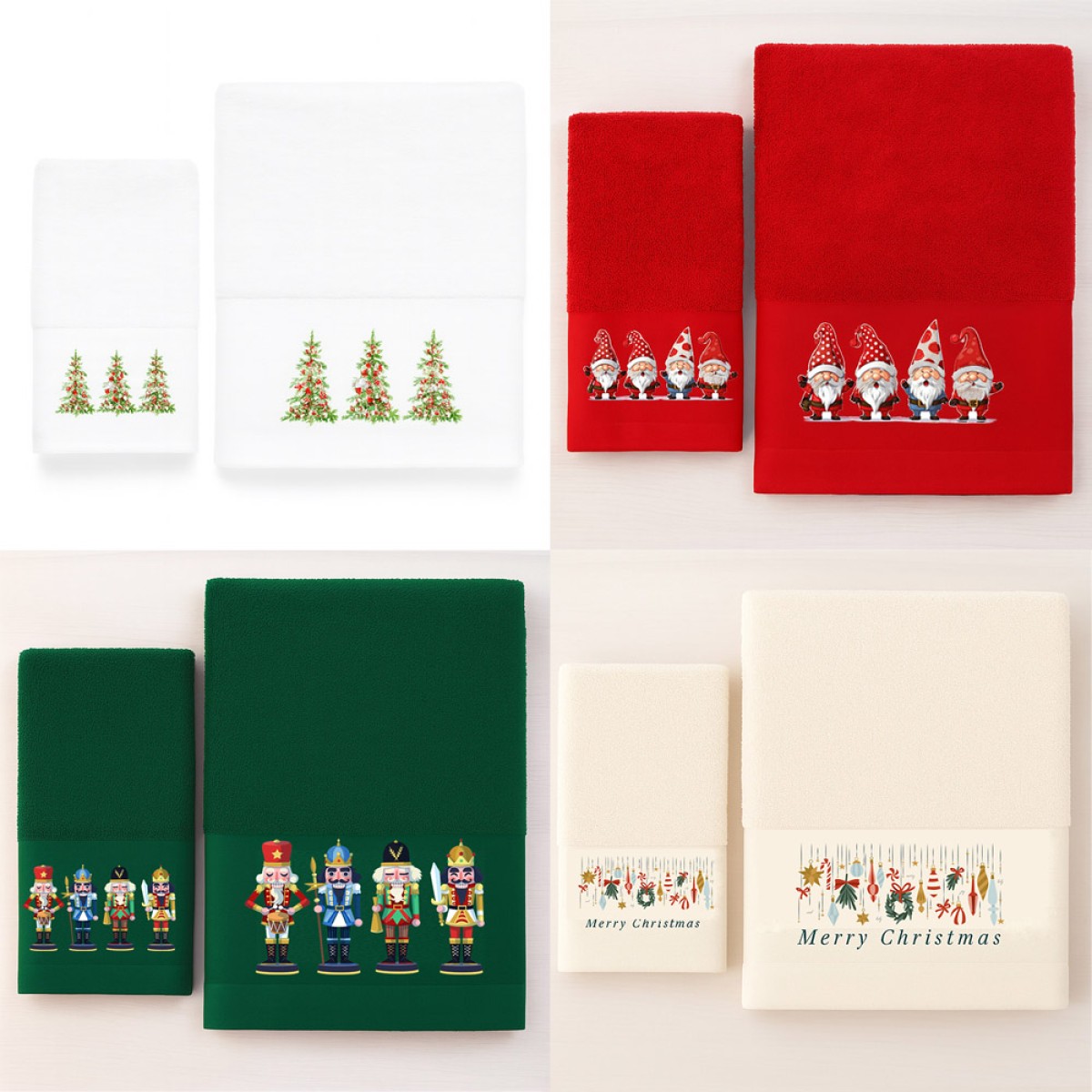 Astron Italy Christmas – Σετ 2 Χριστουγεννιάτικες Πετσέτες 500gsm 100% Βαμβάκι σε Κουτί Δώρου (4 Σετ)