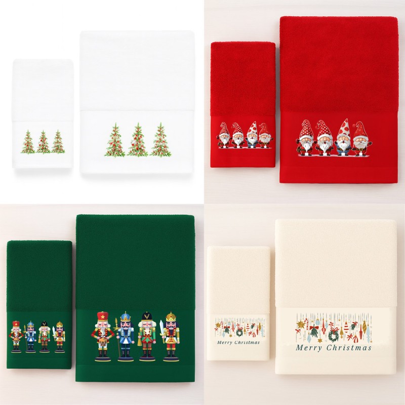 Astron Italy Christmas – Σετ 2 Χριστουγεννιάτικες Πετσέτες 500gsm 100% Βαμβάκι σε Κουτί Δώρου (4 Σετ)