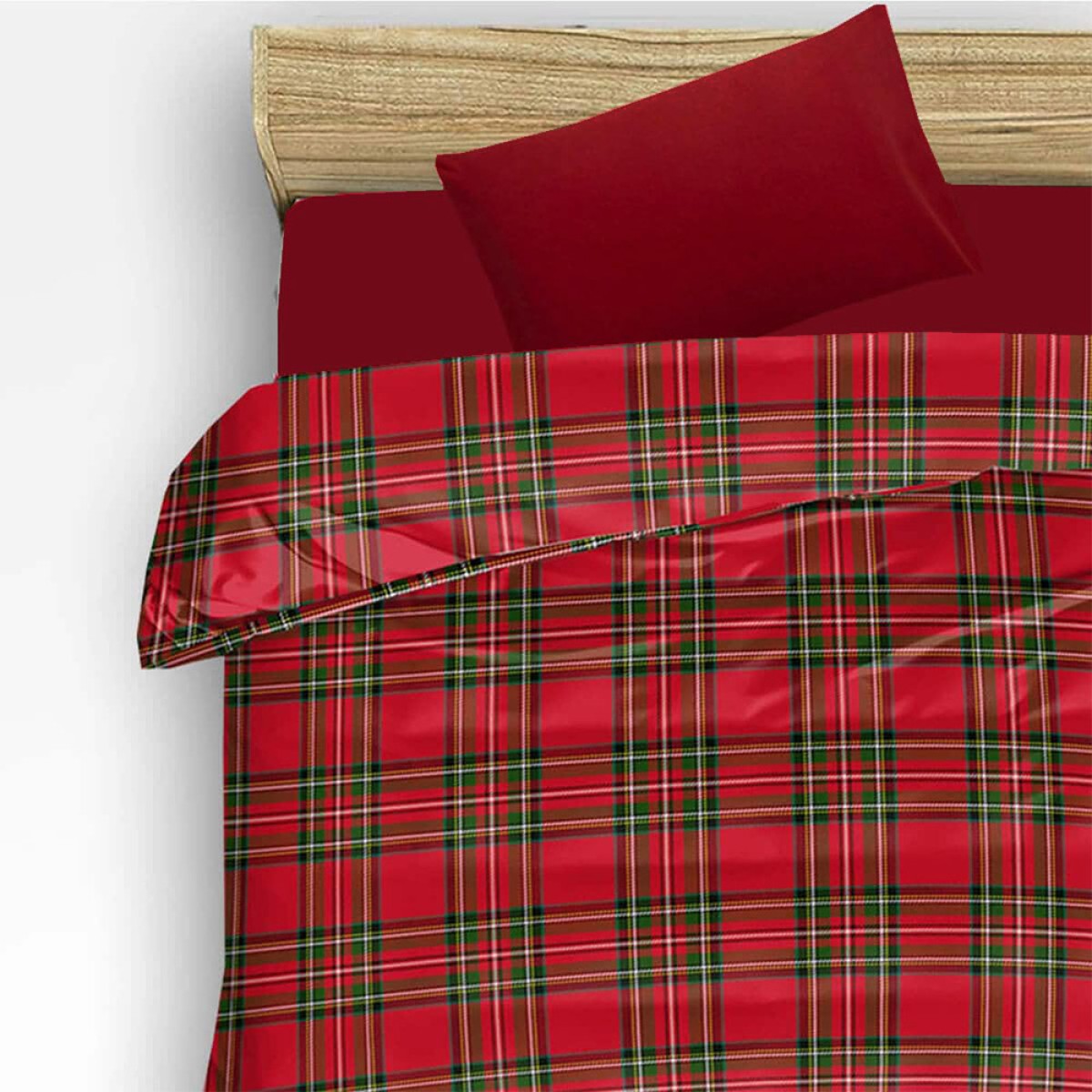 Χριστουγεννιάτικο Σετ 2 Σεντόνια Μονά (175x260) με 1 Μαξιλαροθήκη 100% Βαμβάκι - Astron Italy Redwine