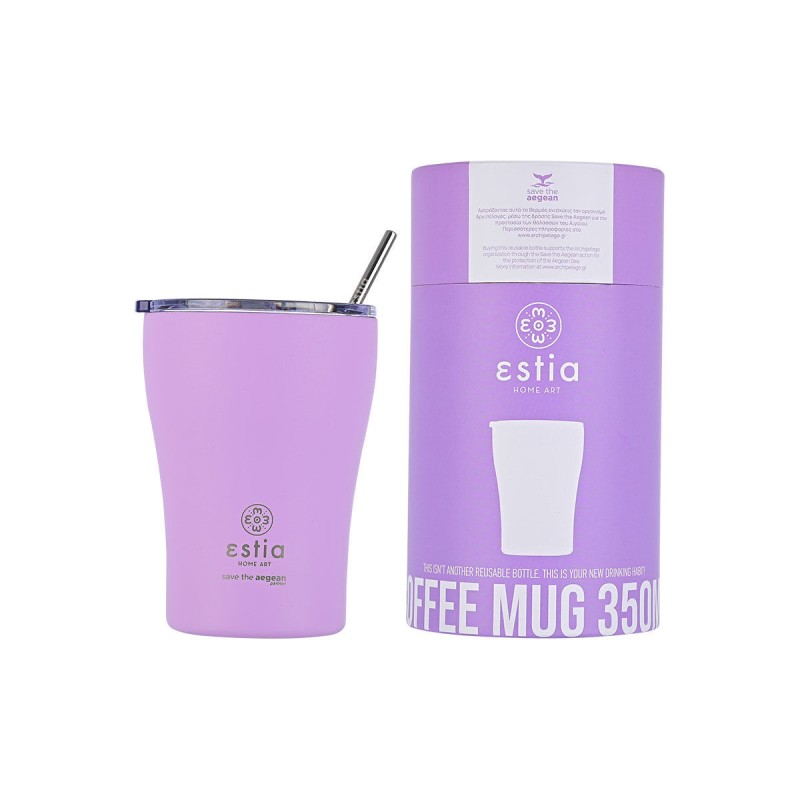 Θερμός Coffee Mug Save The Aegean 350ml Lavender Purple Estia 01-12090