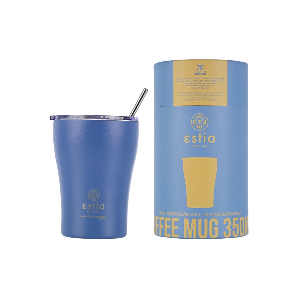 Θερμός Coffee Mug 350ml Estia Save The Aegean Denim Blue 01-12182