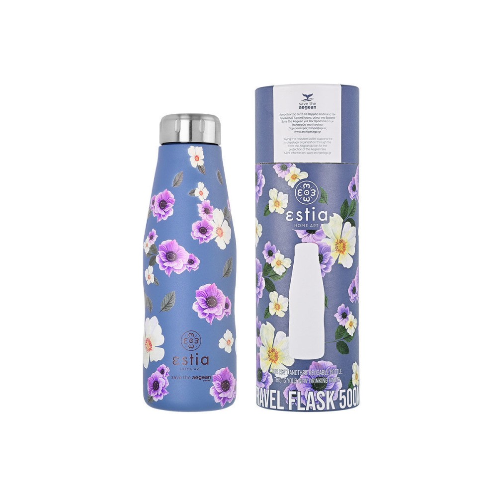 Θερμός Travel Flask 500ml Estia Save The Aegean Garden Blue 01-16654