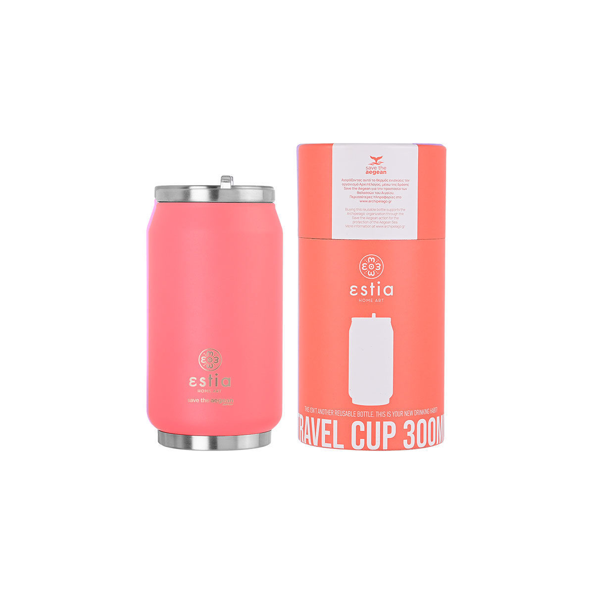 Θερμός Travel Cup Save The Aegean 300ml Fusion Coral Estia 01-16692