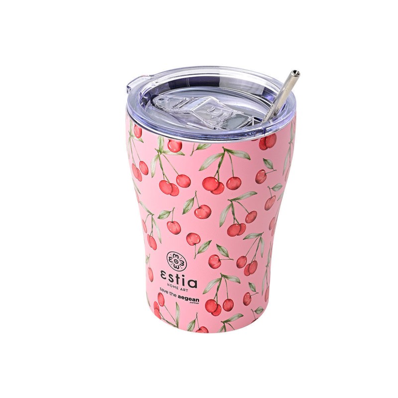 Θερμός Coffee Mug Save The Aegean 350ml Cherry Rose Estia 01-16876