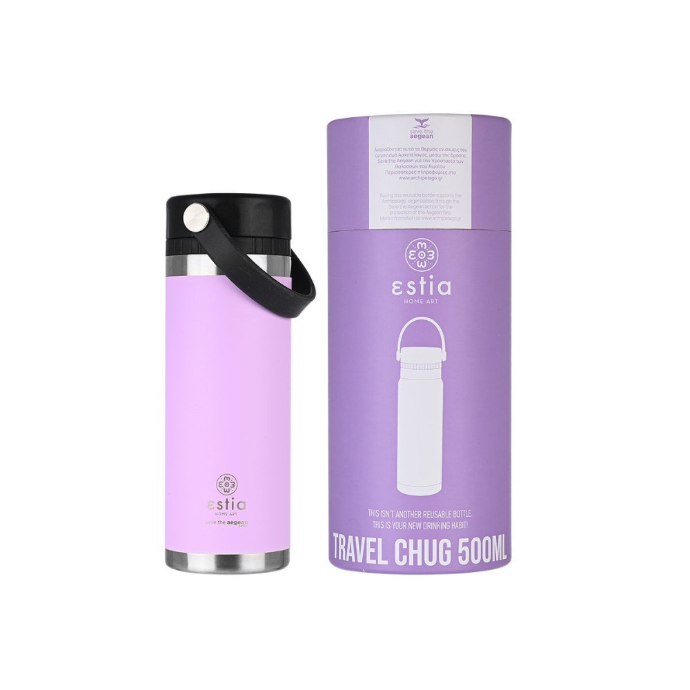 Estia Travel Chug Θερμός 500ml Save The Aegean Lavender Purple 01-17767
