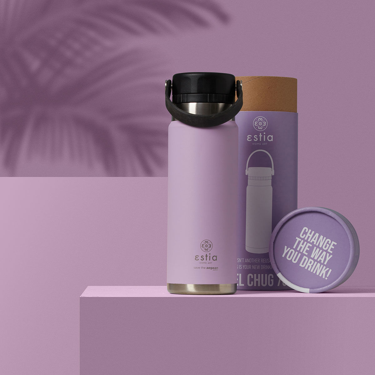 Estia Travel Chug Θερμός 500ml Save The Aegean Lavender Purple 01-17767