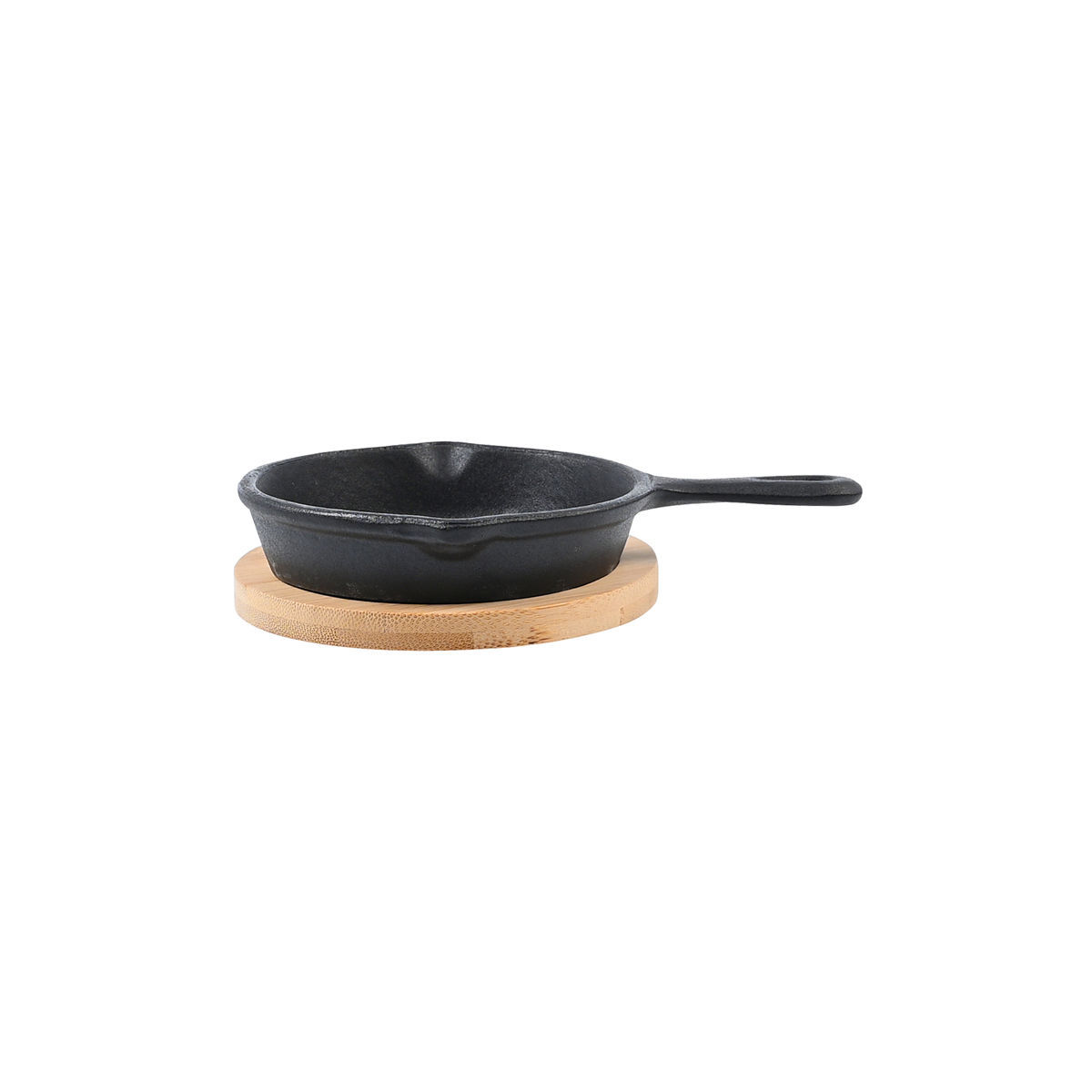 Estia Iron Series Μαντεμένιο Τηγάνι Σερβιρίσματος 10cm με Βάση Bamboo (16x11.5x3.3cm)