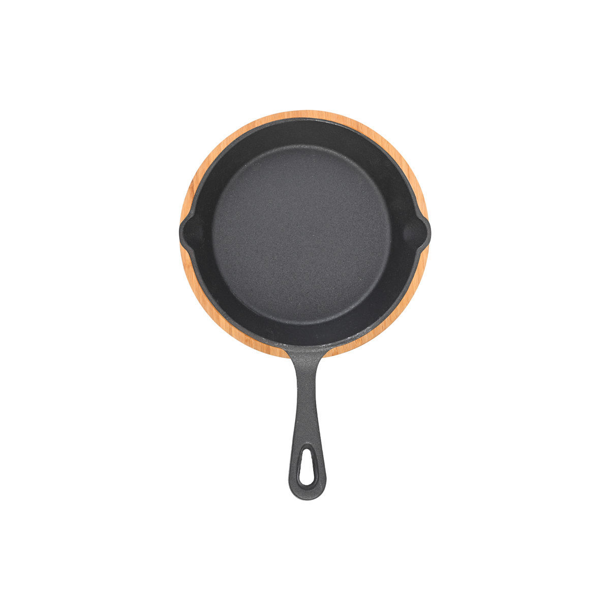 Estia Iron Series Μαντεμένιο Τηγάνι Σερβιρίσματος 10cm με Βάση Bamboo (16x11.5x3.3cm)
