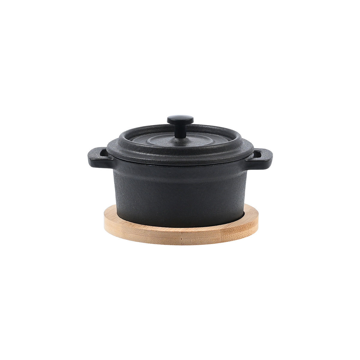 Estia Iron Series Μαντεμένιο Κατσαρολάκι 10cm με Καπάκι & Βάση Σερβιρίσματος Bamboo (12.5x11.5x8cm)