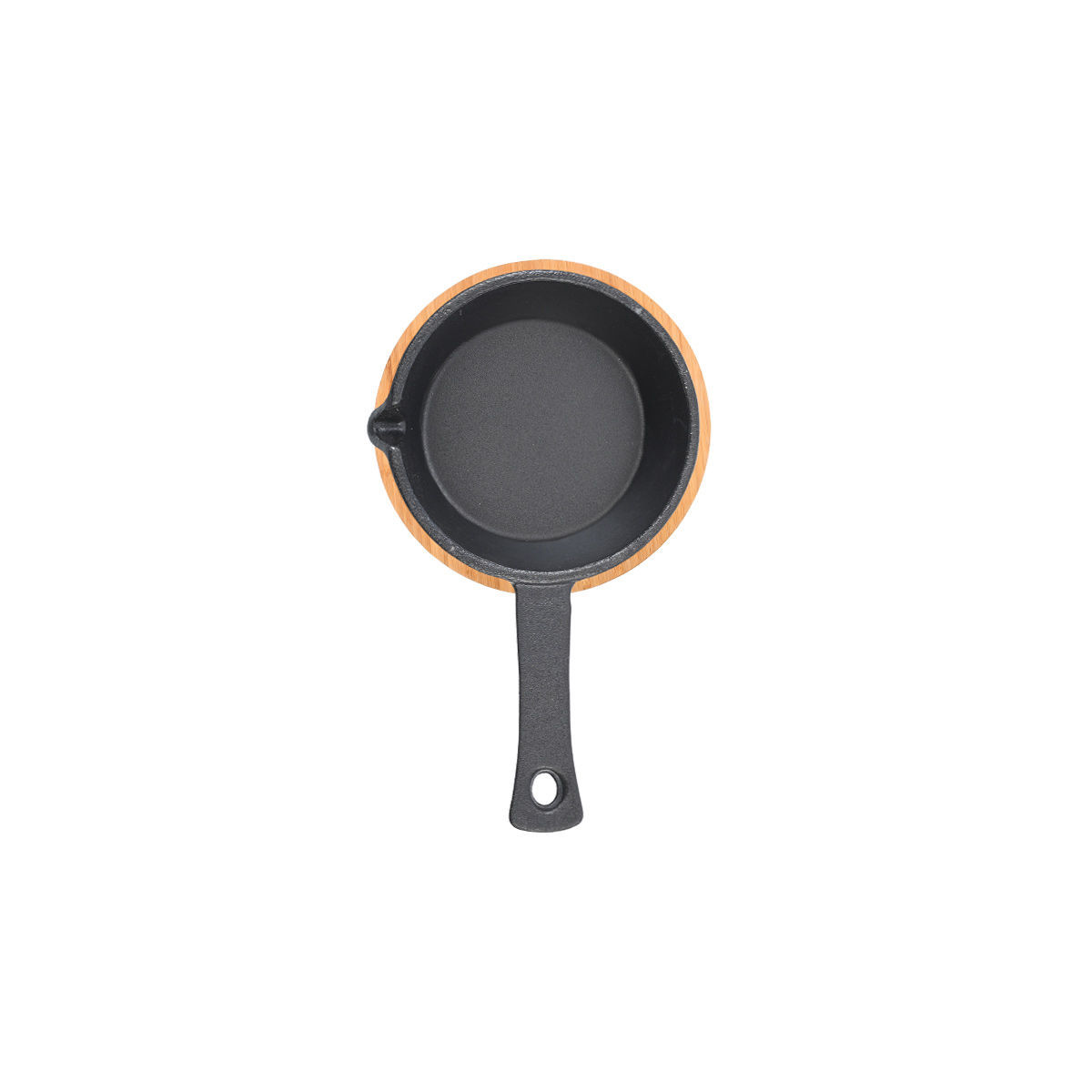 Estia Iron Series Μαντεμένιο Βαθύ Τηγάνι Σερβιρίσματος 9.5cm με Βάση Bamboo (17x11.5x5.5cm)