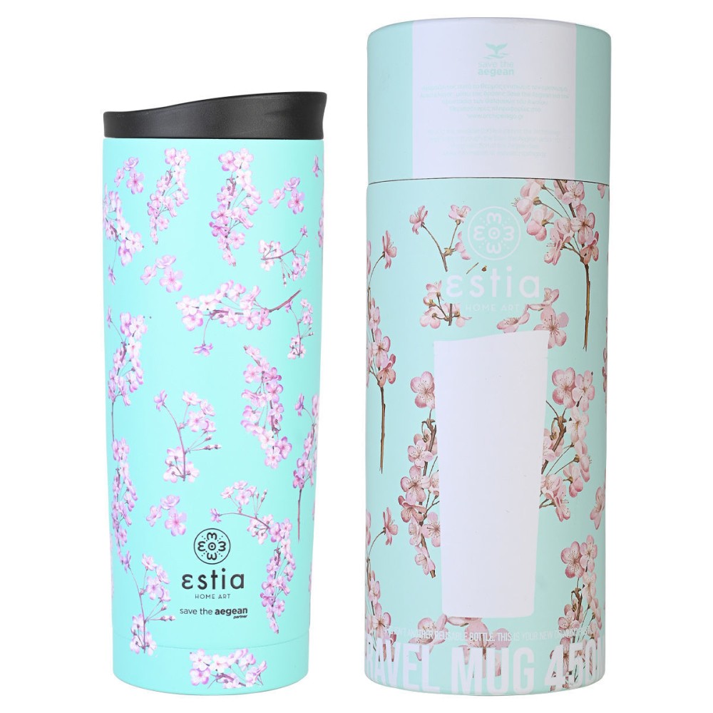 Θερμός Travel Mug 450ml Estia Save The Aegean Blossom Green 01-20422