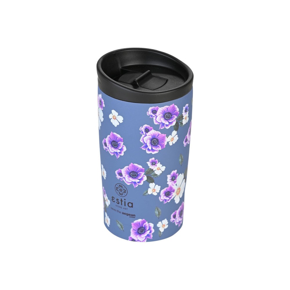 Estia Travel Mug Θερμός 350ml Save The Aegean Garden Blue 01-20439 
