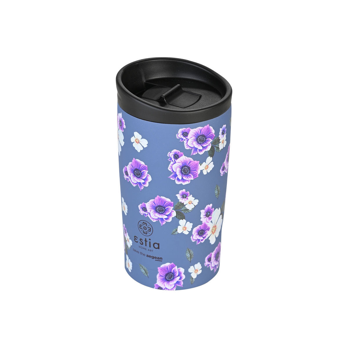 Estia Travel Mug Θερμός 350ml Save The Aegean Garden Blue 01-20439 