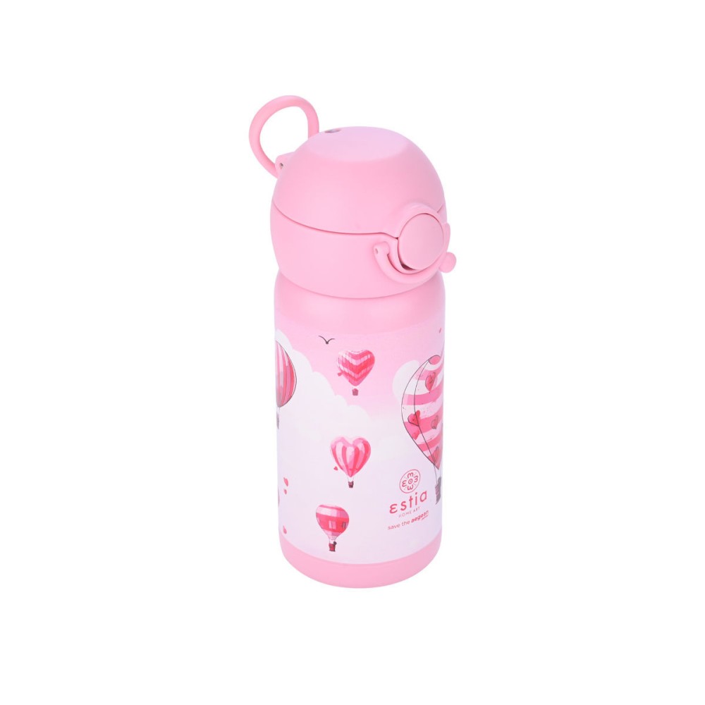Estia Wonder Bottle Παιδικό Ανοξείδωτο Θερμός 350ml με Καλαμάκι Σιλικόνης, Λαβή Μεταφοράς & Κλιπ Ασφαλείας - Love Ascend