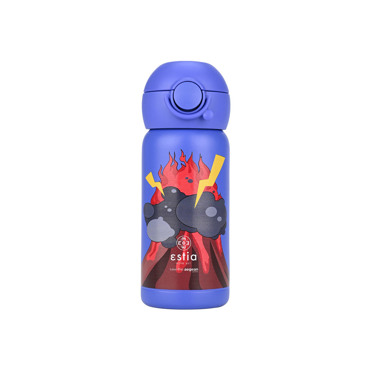 Estia Wonder Bottle Παιδικό Ανοξείδωτο Θερμός 350ml με Καλαμάκι Σιλικόνης, Λαβή Μεταφοράς & Κλιπ Ασφαλείας - Lava Splash