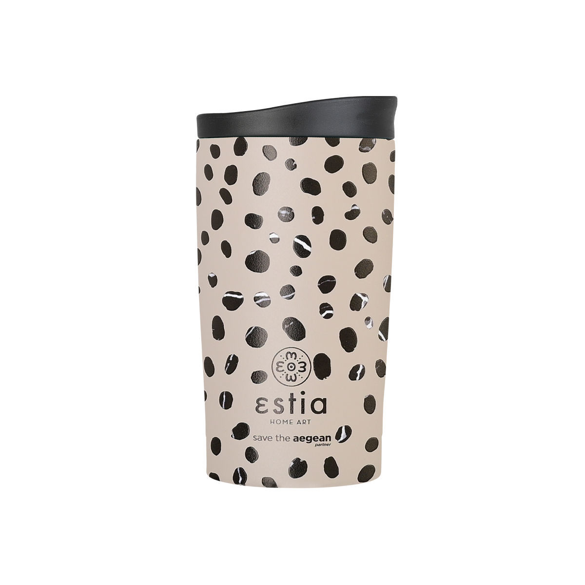 Estia Travel Mug Θερμός 350ml Save The Aegean Leopard Taupe 01-25663