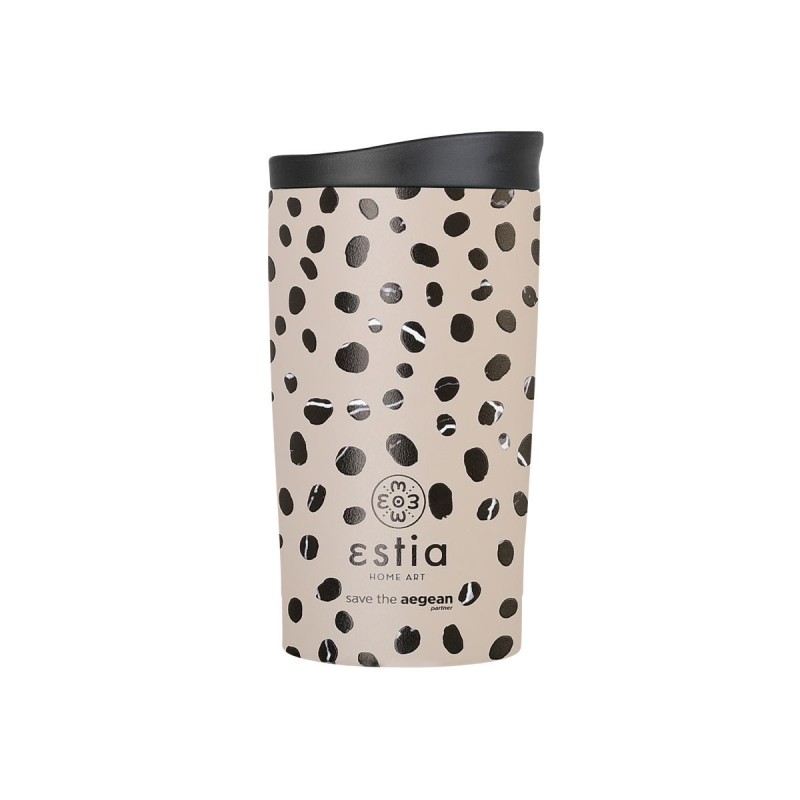 Estia Travel Mug Θερμός 350ml Save The Aegean Leopard Taupe 01-25663