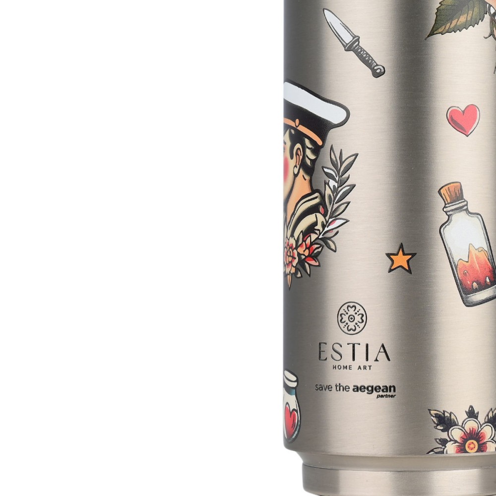 Estia Travel Cup Θερμός 500ml Save The Aegean Old School Ink 01-31282