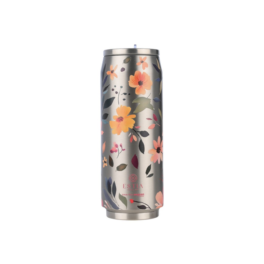 Estia Travel Cup Θερμός 500ml Save The Aegean Silver Botanic 01-31299