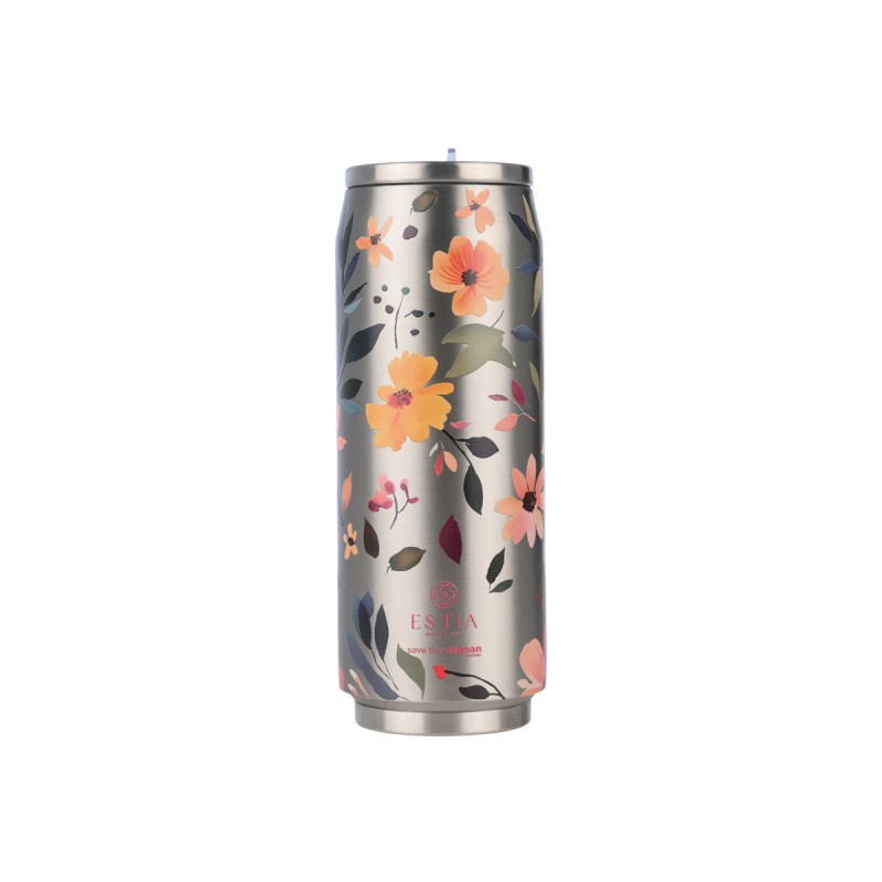 Estia Travel Cup Θερμός 500ml Save The Aegean Silver Botanic 01-31299